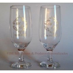Taça personalizada casamento dourada
