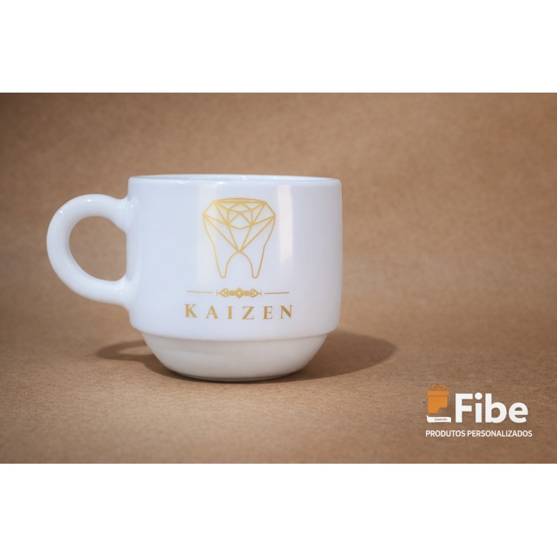 Xícara café vidro branco personalizada